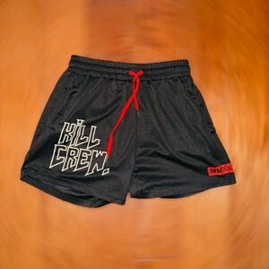 Kill Crew Black Athletic Shorts with Red Accents